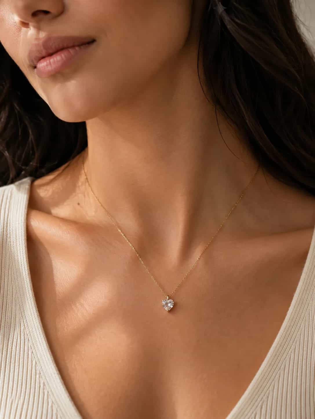 Heart-Shaped Cubic Zirconia Pendant Necklace