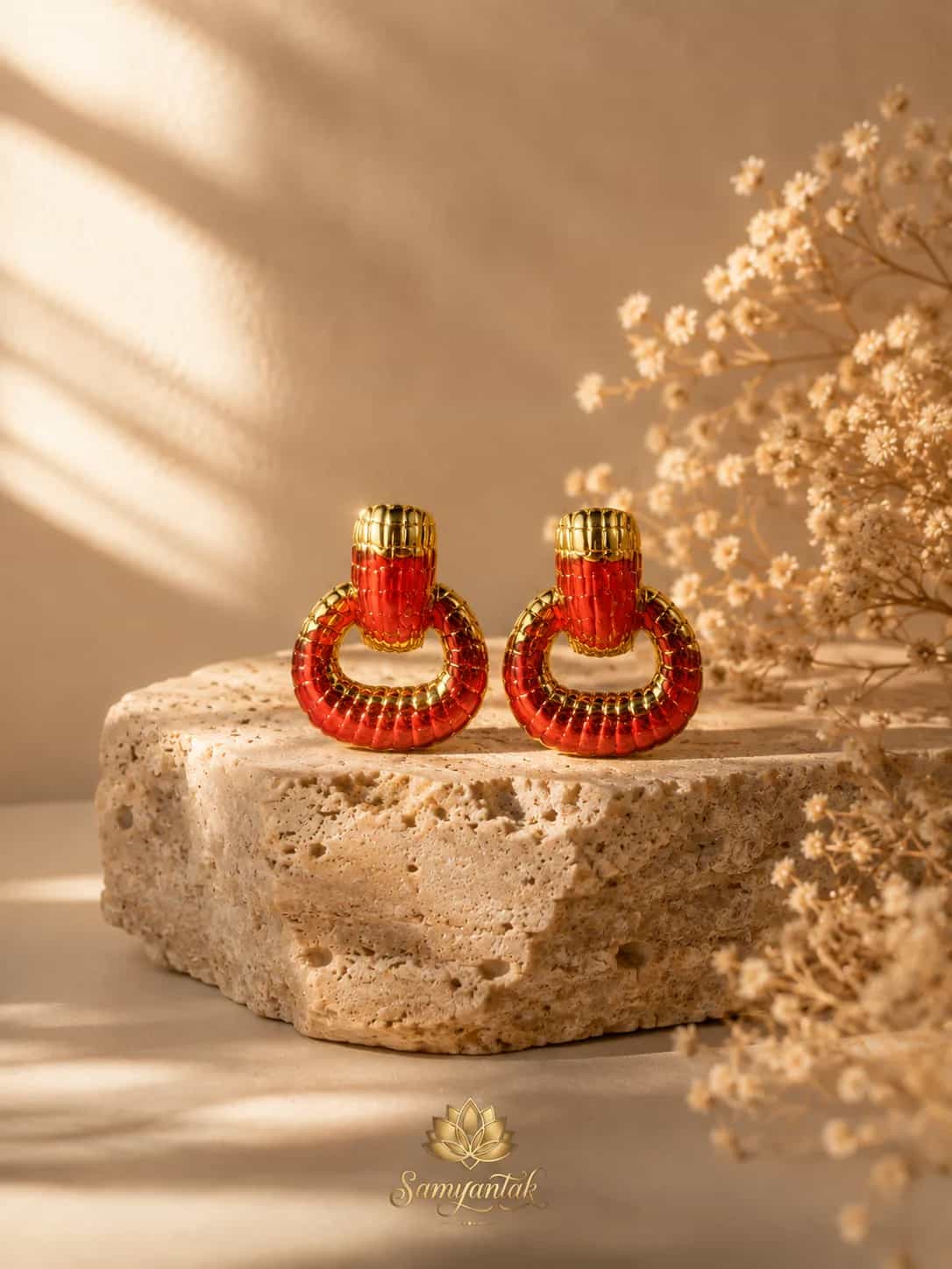 Gold Glow Geometric Hoop Earrings