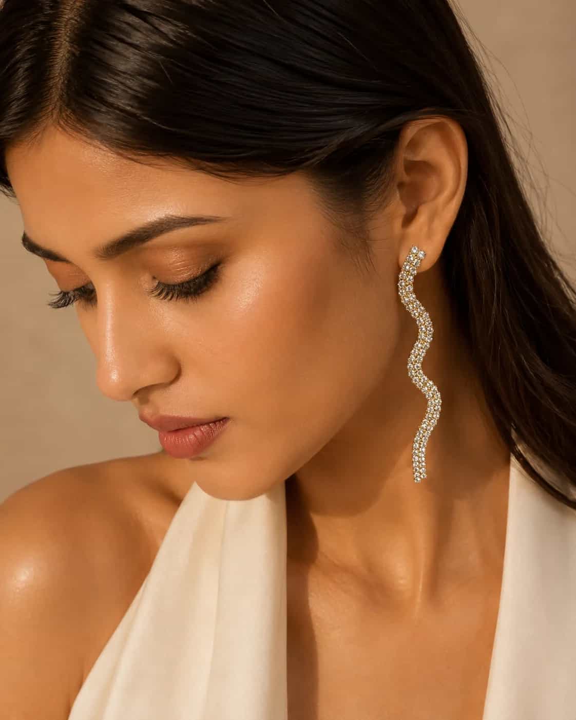 Elan Crystal Wave Drop Earrings