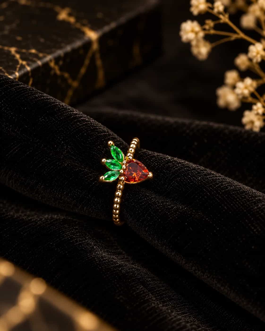 Strawberry Charm Gold-Tone Ring